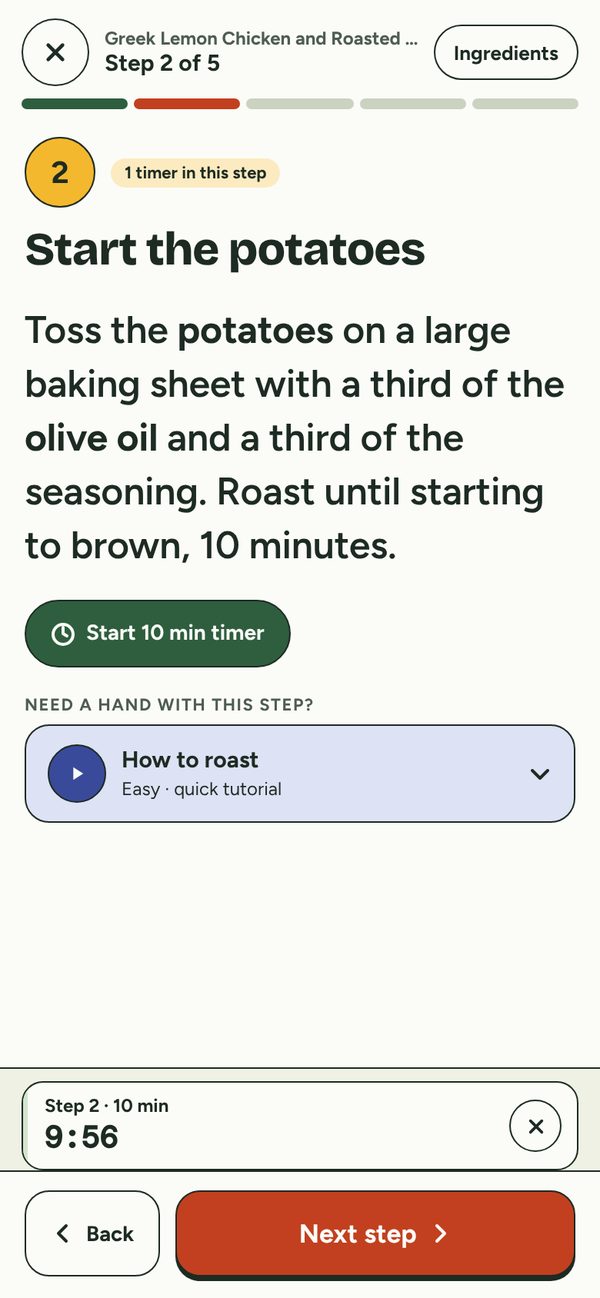 Cook mode with a timer running